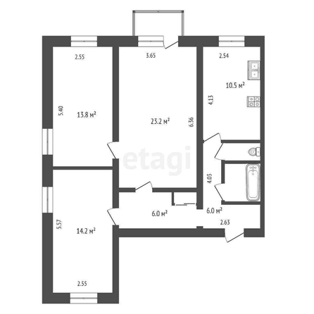 
  Продается 3-комн. квартира, 78.8 м², Ангарская ул, д. 13
. Фото 5.
