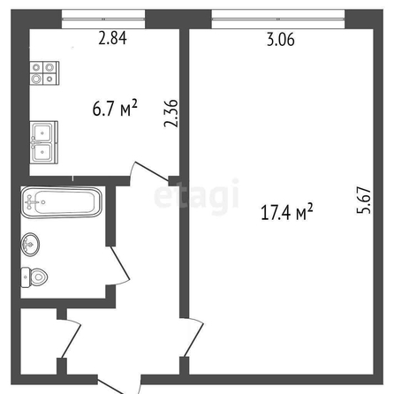
  Продается 1-комн. квартира, 33.3 м², Космический пр-кт, д. 101к1
. Фото 5.