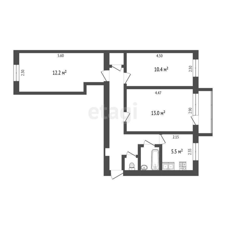 
  Продается 3-комн. квартира, 55 м², Карла Маркса пр-кт, д. 10А
. Фото 5.