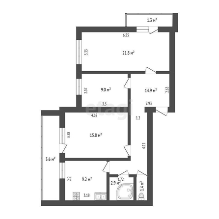 
  Продается 2-комн. квартира, 52.5 м², Дианова ул, д. 21
. Фото 5.