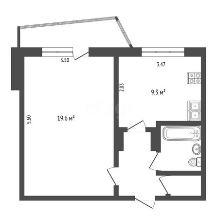 
  Продается 1-комн. квартира, 38 м², Космический пр-кт, д. 109
. Фото 5.