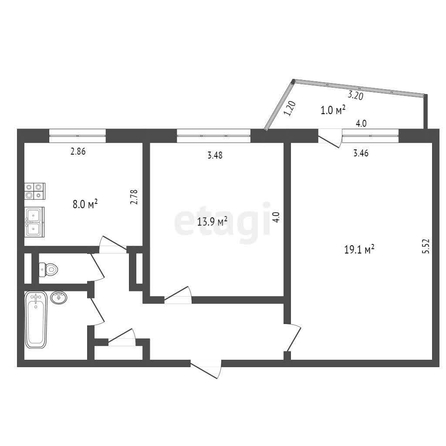 
  Продается 2-комн. квартира, 54.7 м², Заозерная ул, д. 24/1
. Фото 5.