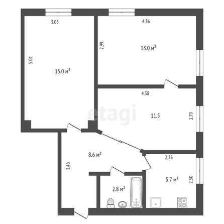 
  Продается 3-комн. квартира, 56.6 м², Транспортная 3-я ул, д. 11
. Фото 5.