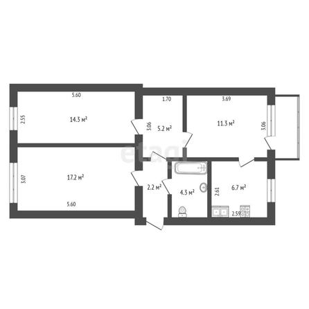 
  Продается 3-комн. квартира, 61.2 м², Камерный пер, д. 49
. Фото 5.