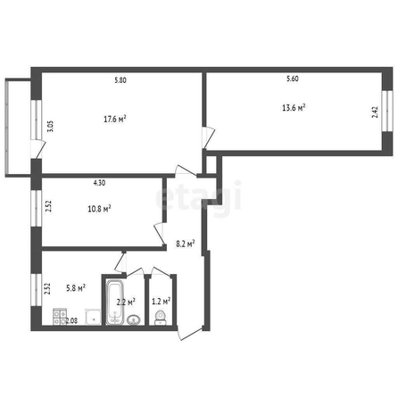 
  Продается 3-комн. квартира, 59.4 м², 19-го партсъезда, д. 32А
. Фото 5.