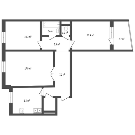 
  Продается 3-комн. квартира, 63.3 м², Туполева ул, д. 1А
. Фото 5.