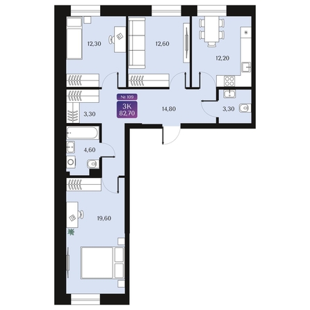 
  Продается 3-комн. квартира, 82.7 м², ЖК Северное Сияние Премиум
. Фото 1.