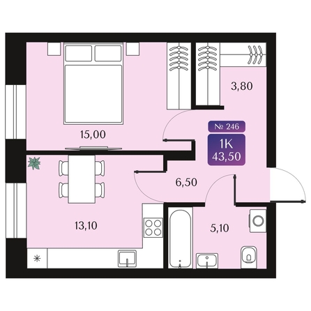
  Продается 1-комн. квартира, 43.5 м², ЖК Северное Сияние Премиум
. Фото 1.