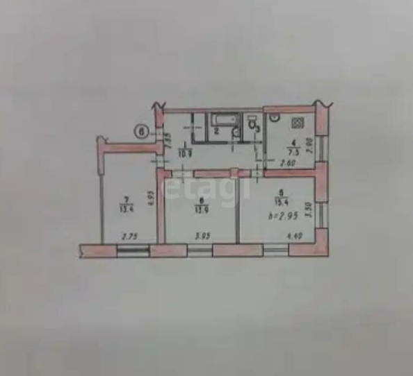 
  Продается 3-комн. квартира, 66.1 м², Серова ул, д. 14
. Фото 5.