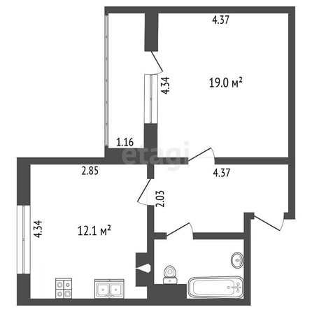 
  Продается 1-комн. квартира, 45 м², Пархоменко ул, д. 21/2
. Фото 5.