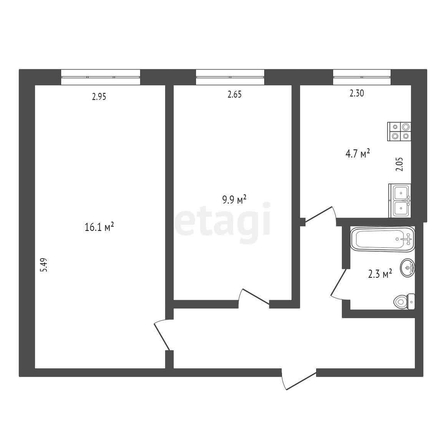 
  Продается 2-комн. квартира, 42 м², Ушинского ул, д. 8А
. Фото 5.