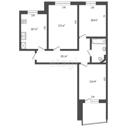 
  Продается 3-комн. квартира, 63.7 м², Линия 20-я ул, д. 59Б
. Фото 5.