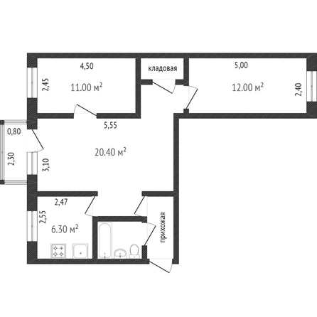 
  Продается 3-комн. квартира, 59.8 м², Волочаевская ул, д. 9В
. Фото 5.