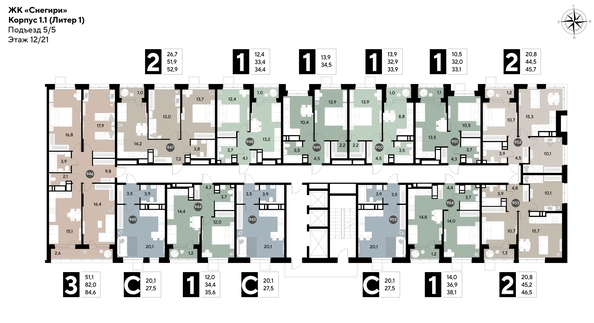 
  Продается 1-комн. квартира, 34.4 м², ЖК Снегири
. Фото 2.
