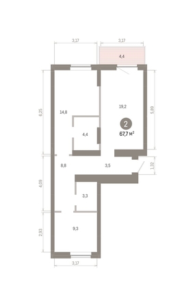 
  Продается 2-комн. квартира, 67.69 м², ЖК Кварталы Драверта, дом 3
. Фото 1.
