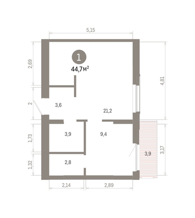 
  Продается 1-комн. квартира, 44.75 м², ЖК Кварталы Драверта, дом 6
. Фото 1.