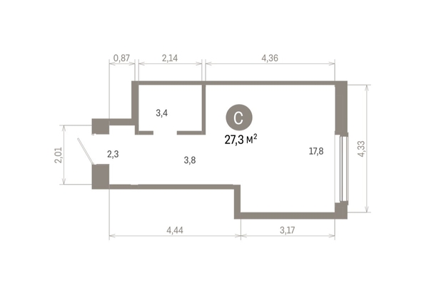 
  Продается студия, 27.32 м², ЖК Кварталы Драверта, дом 6
. Фото 1.