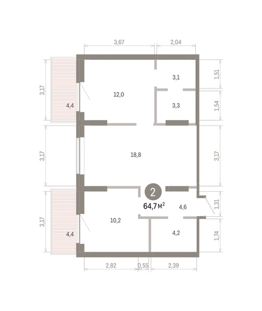 
  Продается 2-комн. квартира, 64.69 м², ЖК Кварталы Драверта, дом 3
. Фото 1.