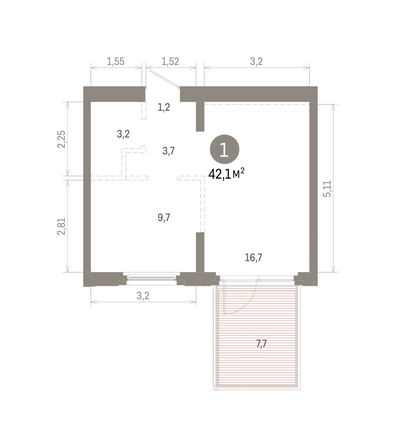 
  Продается 1-комн. квартира 42.1 м², в ЖК Кварталы Драверта, дом 6. Фото 3.