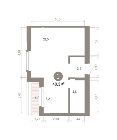 
  Продается 1-комн. квартира 40.34 м², в ЖК Кварталы Драверта, дом 6. Фото 3.
