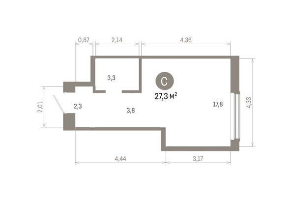 
  Продается студия 27.27 м², в ЖК Кварталы Драверта, дом 6. Фото 1.