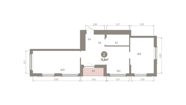 
  Продается 2-комн. квартира 71.56 м², в ЖК Кварталы Драверта, дом 6. Фото 1.