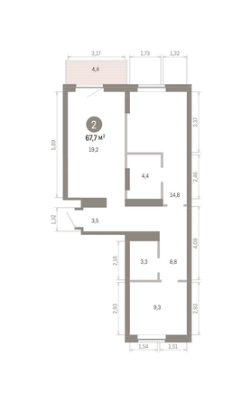 
  Продается 2-комн. квартира 67.69 м², в ЖК Кварталы Драверта, дом 3. Фото 1.