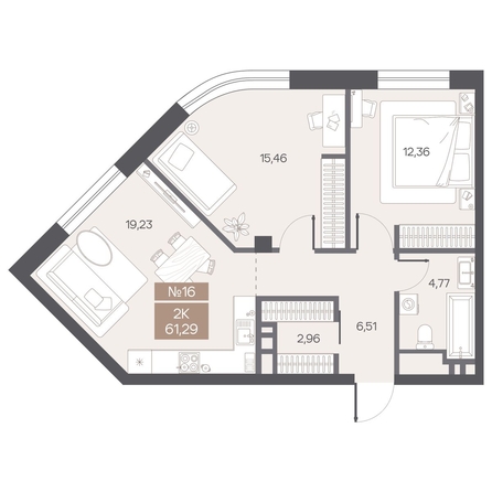 
  Продается 2-комн. квартира 61.29 м², в ЖК ЦЕНТР-ПАРК на Волочаевской. Фото 3.