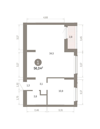 
  Продается 1-комн. квартира 56.32 м², в ЖК Кварталы Драверта, дом 6. Фото 1.