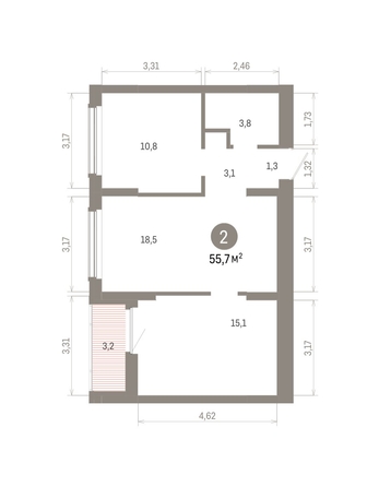 
  Продается 2-комн. квартира 55.73 м², в ЖК Кварталы Драверта, дом 6. Фото 1.