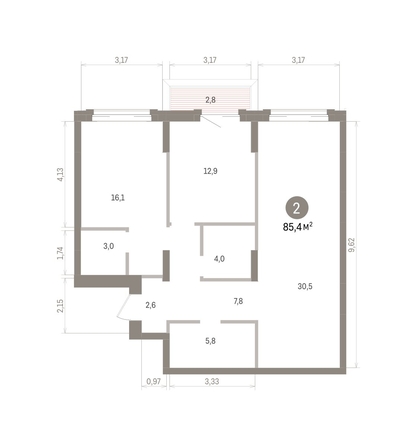 
  Продается 2-комн. квартира 85.37 м², в ЖК Кварталы Драверта, дом 4. Фото 1.