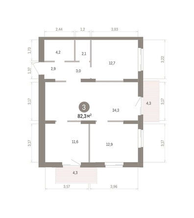 
  Продается 3-комн. квартира 82.3 м², в ЖК Кварталы Драверта, дом 4. Фото 1.