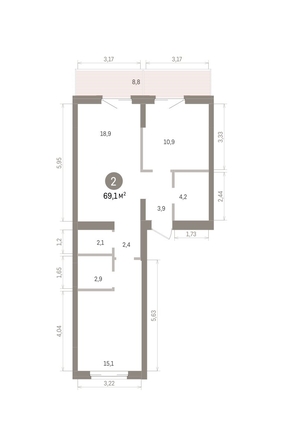 
  Продается 2-комн. квартира 69.12 м², в ЖК Кварталы Драверта, дом 4. Фото 2.