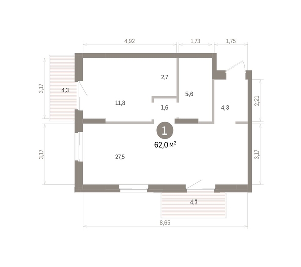 
  Продается 1-комн. квартира 61.99 м², в ЖК Кварталы Драверта, дом 4. Фото 1.