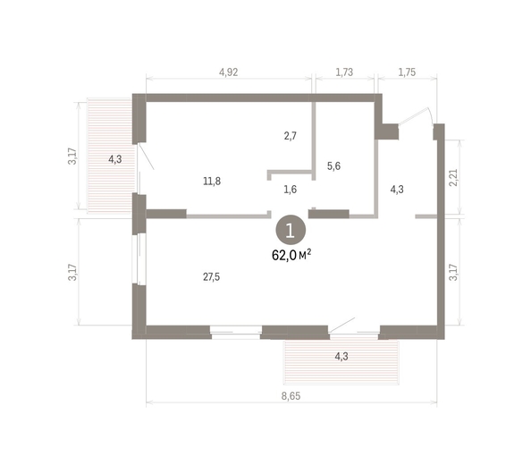 
  Продается 1-комн. квартира 61.99 м², в ЖК Кварталы Драверта, дом 4. Фото 3.
