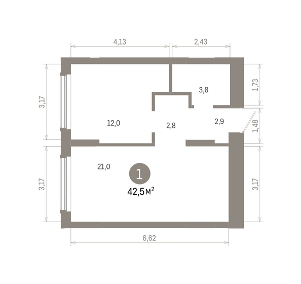 
  Продается 1-комн. квартира 42.53 м², в ЖК Кварталы Драверта, дом 6. Фото 1.