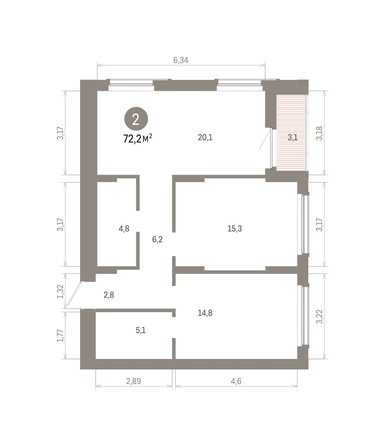 
  Продается 2-комн. квартира 72.16 м², в ЖК Кварталы Драверта, дом 6. Фото 1.