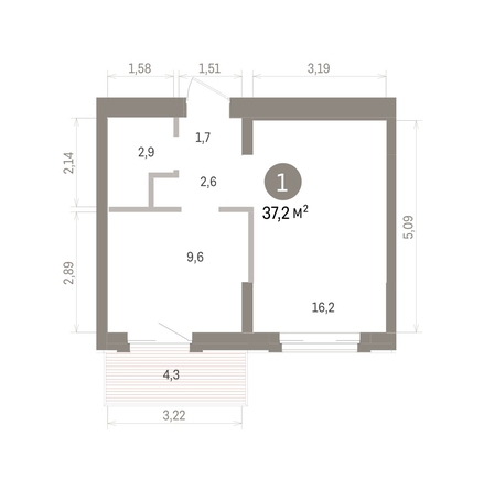 
  Продается 1-комн. квартира 37.19 м², в ЖК Кварталы Драверта, дом 4. Фото 1.