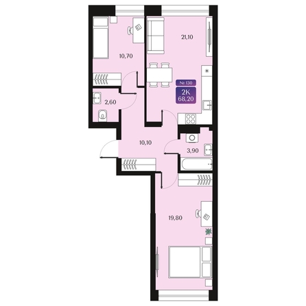 
  Продается 2-комн. квартира 68.2 м², в ЖК Северное Сияние Премиум. Фото 1.