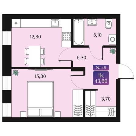 
  Продается 1-комн. квартира 43.6 м², в ЖК Северное Сияние Премиум. Фото 1.