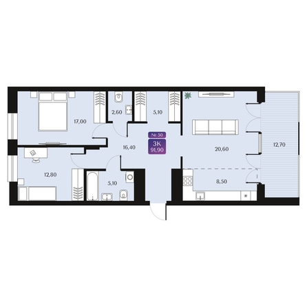 
  Продается 3-комн. квартира 91.9 м², в ЖК Северное Сияние Премиум. Фото 1.