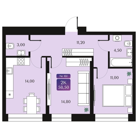 
  Продается 2-комн. квартира 58.5 м², в ЖК Северное Сияние Премиум. Фото 1.