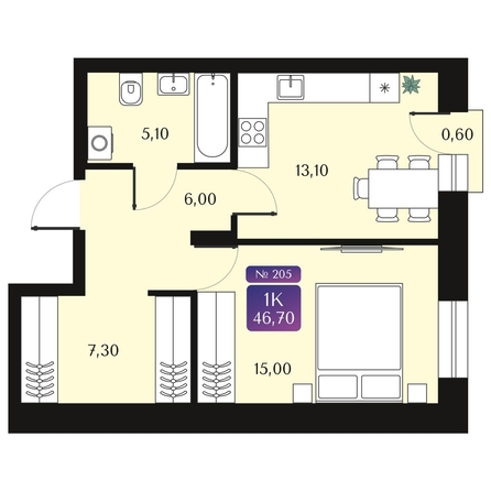 
  Продается 1-комн. квартира 46.7 м², в ЖК Северное Сияние Премиум. Фото 1.