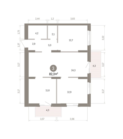 
  Продается 3-комн. квартира 82.3 м², в ЖК Кварталы Драверта, дом 4. Фото 1.