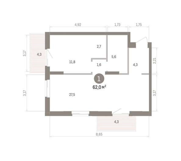 
  Продается 1-комн. квартира 61.99 м², в ЖК Кварталы Драверта, дом 4. Фото 2.