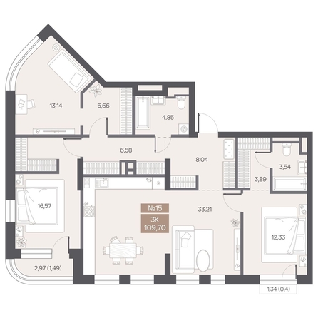 
  Продается 3-комн. квартира 109.7 м², в ЖК ЦЕНТР-ПАРК на Волочаевской. Фото 1.
