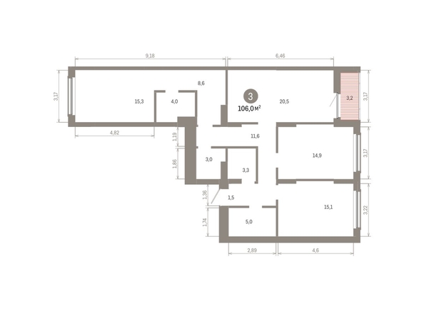 
  Продается 3-комн. квартира 105.97 м², в ЖК Кварталы Драверта, дом 6. Фото 1.