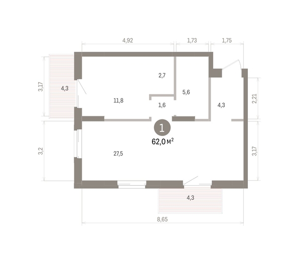 
  Продается 1-комн. квартира 61.99 м², в ЖК Кварталы Драверта, дом 4. Фото 1.