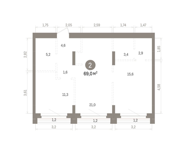 
  Продается 2-комн. квартира 69.04 м², в ЖК Кварталы Драверта, дом 5. Фото 1.