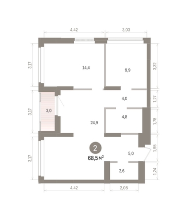 
  Продается 2-комн. квартира 68.46 м², в ЖК Кварталы Драверта, дом 5. Фото 2.